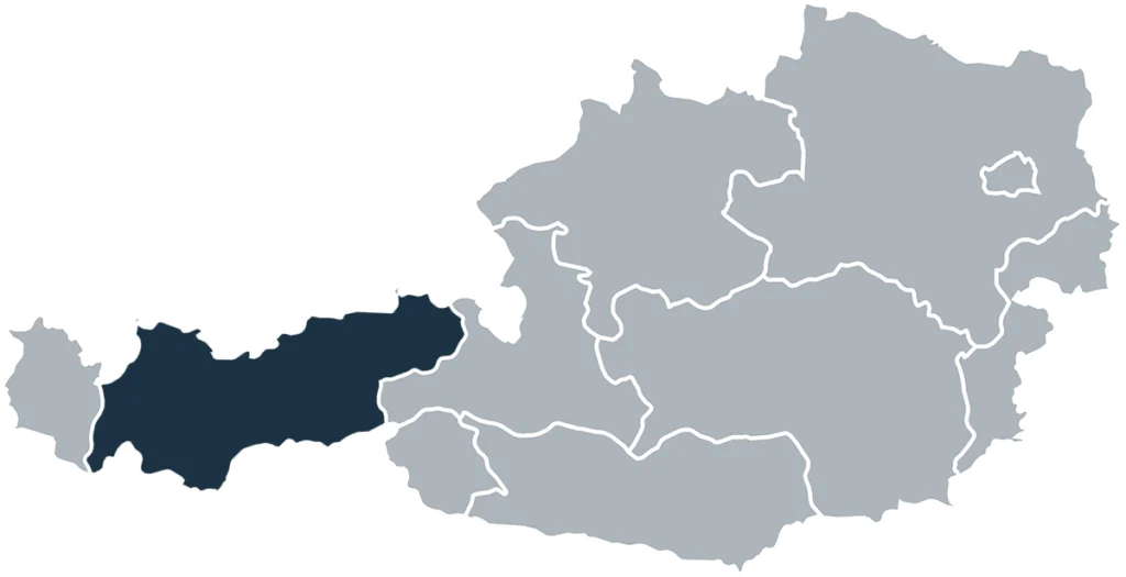 Österreich Karte mit Tirol hervorgehoben